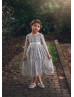 Vintage Lace Beaded Belt Flower Girl Dress